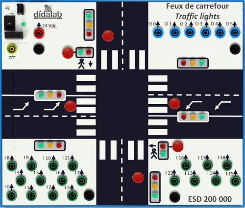 Traffic light system (PLC control) - Training module (ref: ESD200000) 2/4